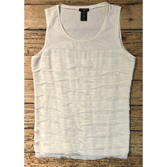 Ann Taylor Women’s Cream Sleeveless Ruffle Blouse Size M Petite NWOT - Picture 1 of 6